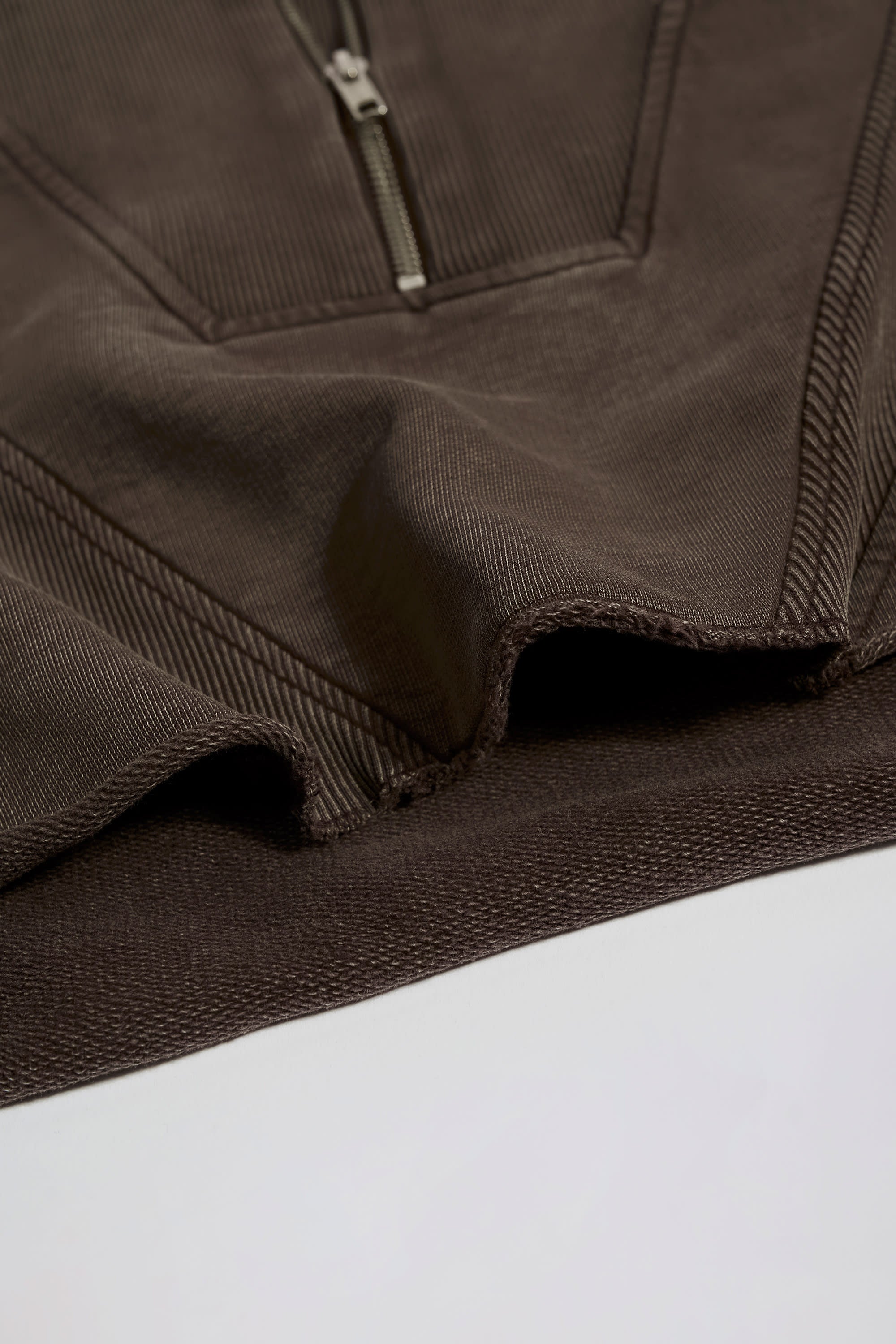 Acid Wash Cropped Sweatshirt in Brown