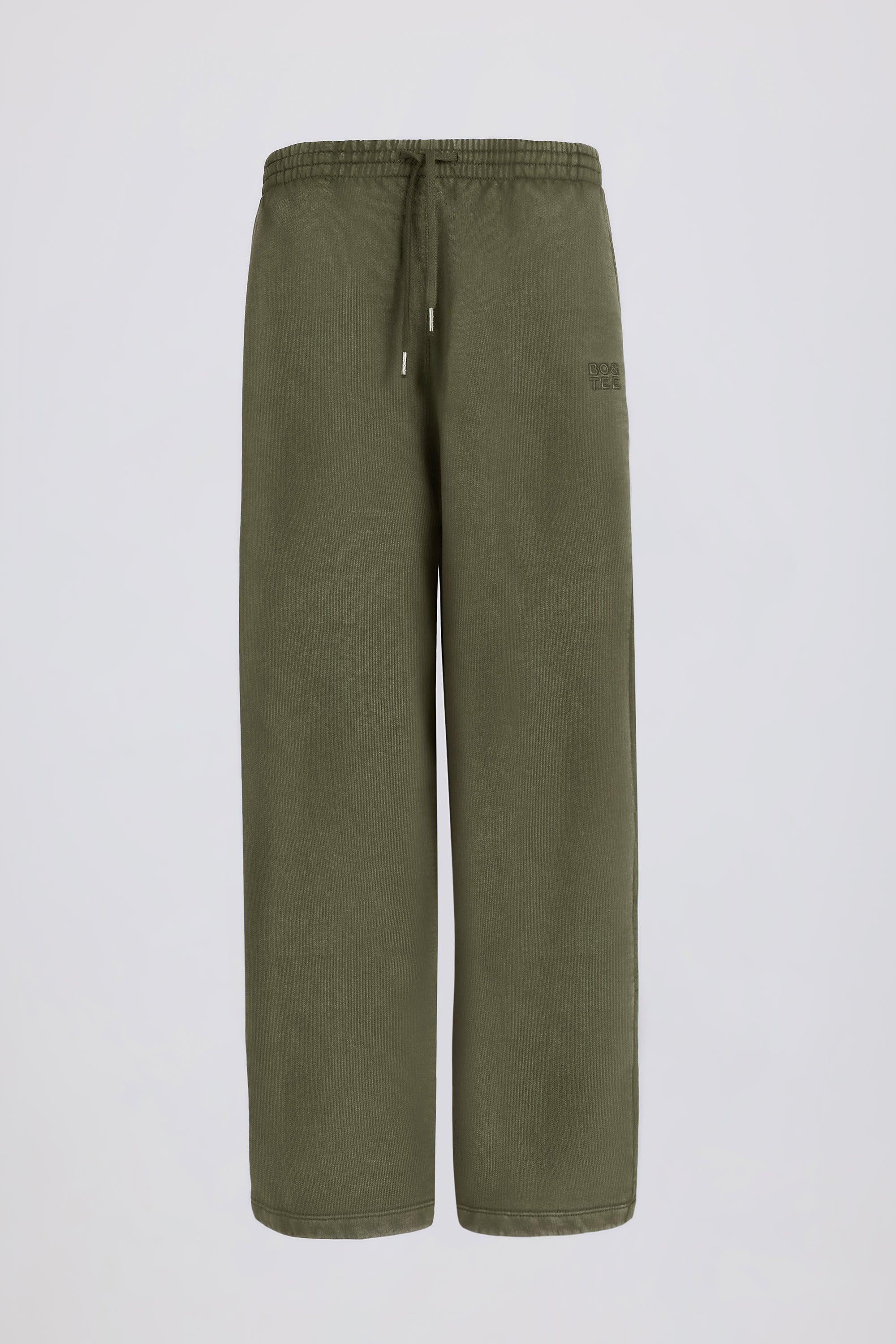 Acid Wash Wide-Leg Joggers in Light Green